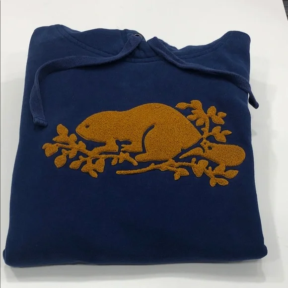 🦫Roots Hoodie with Chenille Patch - Women’s XXS - Blue/Mustard- Yellow - Picture 15 of 15